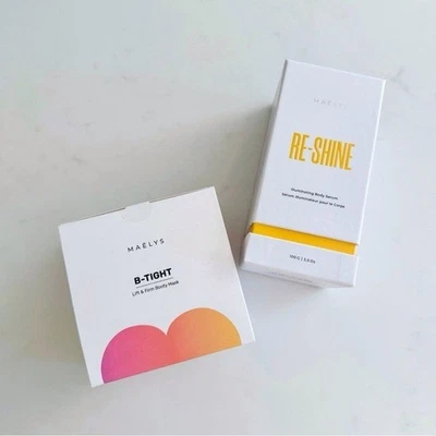 Paquete de cuidado de la piel MAELYS: máscara botín B-TIGHT y suero corporal iluminador RE-SHINE Foto 1 de 4