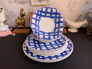 John Tams Blue Criss Cross pattern tableware replacement's, Plates & Bowls 9pcs - Picture 1 of 15