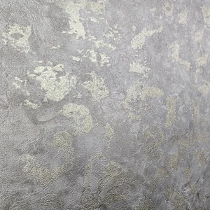 Embossed dark metal gray gold metallic faux concrete plaster textured Wallpaper - Picture 1 of 12