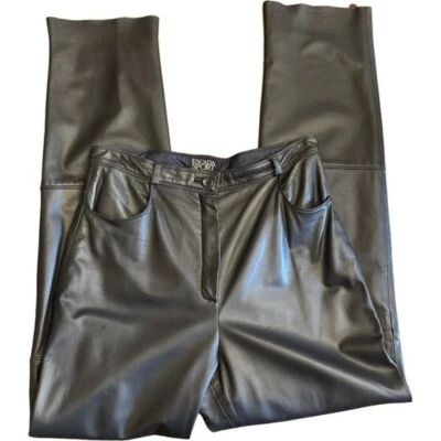 Pantalones ESCADA SPORT Talla 40 M Cuero Cordero Pierna Recta Pantalón Flexible Negro Usado en Excelente Condición Foto 1 de 4