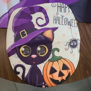 Witch Hat Owl Cat Pumpkin Halloween Shower Curtain, Mats for Bathroom Decor - Picture 1 of 6