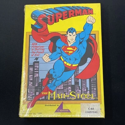 VTG NEW NOS SEALED Superman Commodore 64 C64 DC Comics 1989 *READ: Seal Wear* - Image 1 of 4
