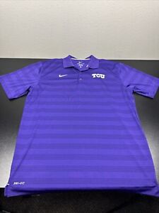 Nike Men’s TCU Horned Frogs Polo Shirt Dri-Fit Short Sleeve Purple Sz. XL