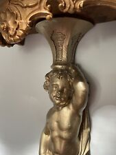 A Pair Gold & silvered  French Cherub Mermaid Caryatids wall mounts , brackets
