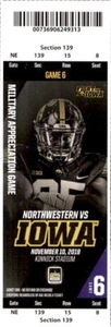 11/10/18 Iowa Hawkeyes Football Northwestern Wildcats Full Ticket Nate Stanley - Picture 1 of 2