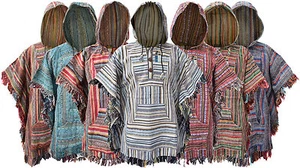 Cotton Gheri Single Serape Cloak Hippie Gypsy Coat Mantas Nepalese Poncho Hoodie - Picture 1 of 19