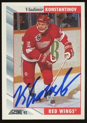 Full Autograph Vladimir Konstantinov Detroit Red Wings 1992-93 Score Card 31 JSA - Image 1 of 2