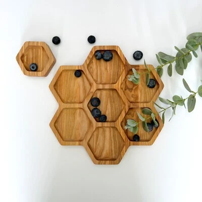 Honeycomb wooden serving platter - Divided Tray - Cheese Board- Charcuterie Tray - Image 1 of 4