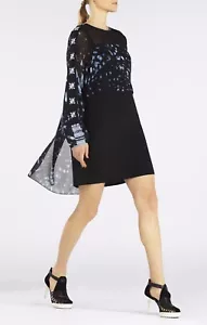 NUEVO VESTIDO BCBGMAXAZRIA RUNWAY VERONIQUE MANGAS LARGAS CAMPANA BID61D67/M945A TALLA S - Imagen 1 de 4