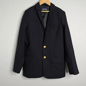 Lands End Boys Sz 14 Navy Blue Uniform Wool Blend Blazer Gold Button - Picture 1 of 9