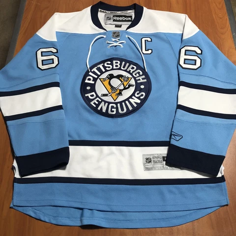 Reebok Mario Lemieux Pittsburgh Penguins 2008 NHL Winter Classic Jersey Blue L Cover