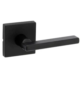 Kwikset Halifax Square Matte Black Hall/Closet Passage Door Lever - Picture 1 of 7