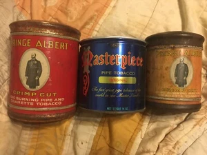 Juego de 3 latas de tabaco vintage obra maestra del príncipe Alberto  - Imagen 1 de 4