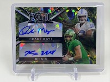 2023 Leaf Exotic Rookie Drake Maye/Bo Nix Crystal Peacock Dual Auto 1/1