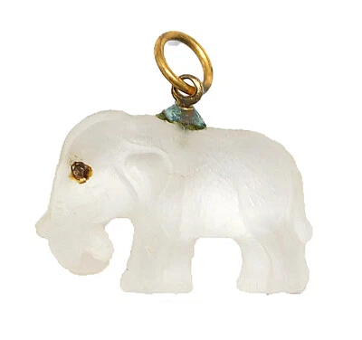 1930 Cracker Jack Checo Cristal Elefante Charm PREMIO ~ ¡BONITO DETALLE! VIDRIO ESMERILADO Foto 1 de 3