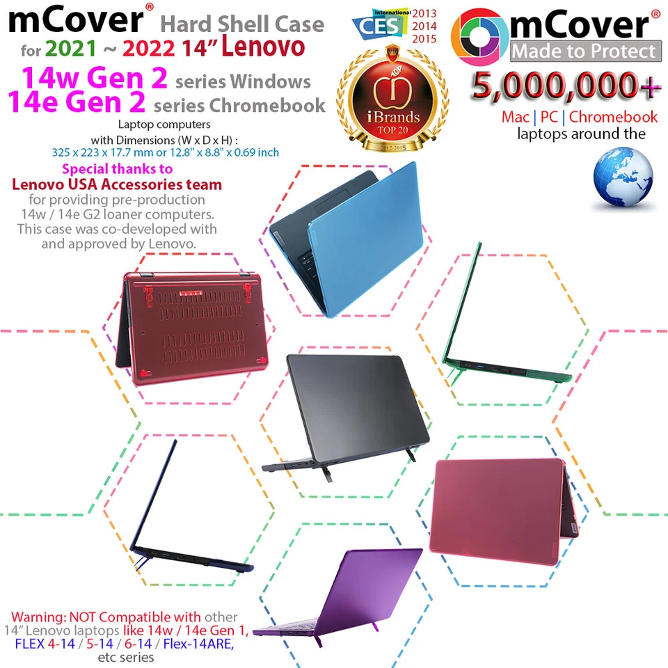 NEW mCover® Case for 2021 2022 14" Lenovo 14e Gen 2 Chromebook 14w Gen 2 Windows - Image 1 of 4