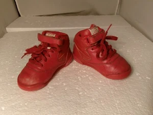Vintage Reebok Classic Freestyle Hi Top Red Leather Aerobic Sneakers Toddler 4 - Picture 1 of 13