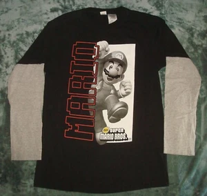 VTG 2008 SUPER MARIO BROS LONG SLEEVE T SHIRT YOUTH 18-20 CREW NECK VIDEO GAME - Picture 1 of 7