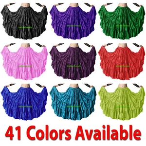 Satin 12 Yard Tiered Gypsy Skirt Belly Dance Tribal Ruffle Costume Jupe Flamenco - Bild 1 von 43