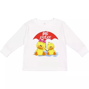 Inktastic Big Sister Duck Toddler Long Sleeve T-Shirt Duckling Cute Light Dark - Picture 1 of 6