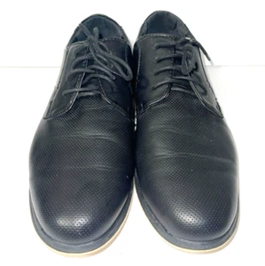 Men's Shoes Size 9 Milanos Black Lace-Up Shoes Italy White Soles Oxford Type - Picture 1 of 8