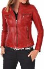 Hot Women's 100% Genuine Lambskin Leather Jacket High Quality Red Slim Fit Coat