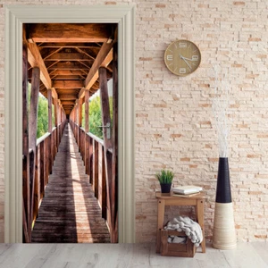 Türtapete selbstklebend TürPoster - HOLZBRUECKE IM WALD - Bild 1 von 7