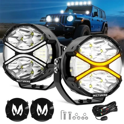 Cápsulas de luces redondas LED de 4 pulgadas - Luces de conducción todoterreno DRL blancas tirador lateral 270° Foto 1 de 4