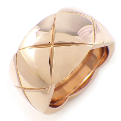 CHANEL Ring Coco Crush Large J10818 Matelasse Quilting 750 Beige Gold #53 US6 - Image 1 of 4