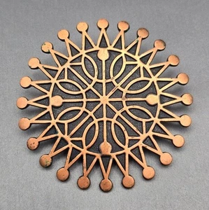 VTG Bell Trading Post Copper Pendant 2.25" Round Geometric Starburst Signed Rare - Picture 1 of 4