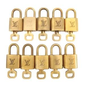 Louis Vuitton Set of 10 Lock & Key Cadena Key Lock Metal Gold Authentic Used F/S - Picture 1 of 12