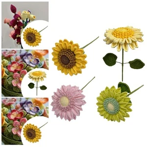 Crochet Flower Artificial Sunflower Double Layer Portable Lightweight Decorative - Picture 1 of 26