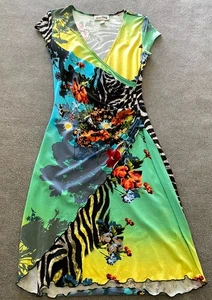 Vintage Joseph Ribkoff Damen 6 mehrfarbig Y2K Zebra Blumen Wickelkleid gebraucht, in einwandfreiem Zustand - Bild 1 von 17