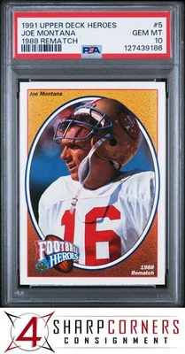 1991 UPPER DECK HEROES #5 JOE MONTANA HOF 1988 REMATCH PSA 10 - Image 1 of 3