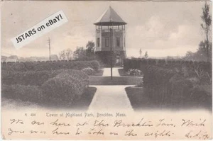 1905 BROCKTON, MA, HIGHLAND PARK TOWER POSTCARD UBPC - Picture 1 of 1
