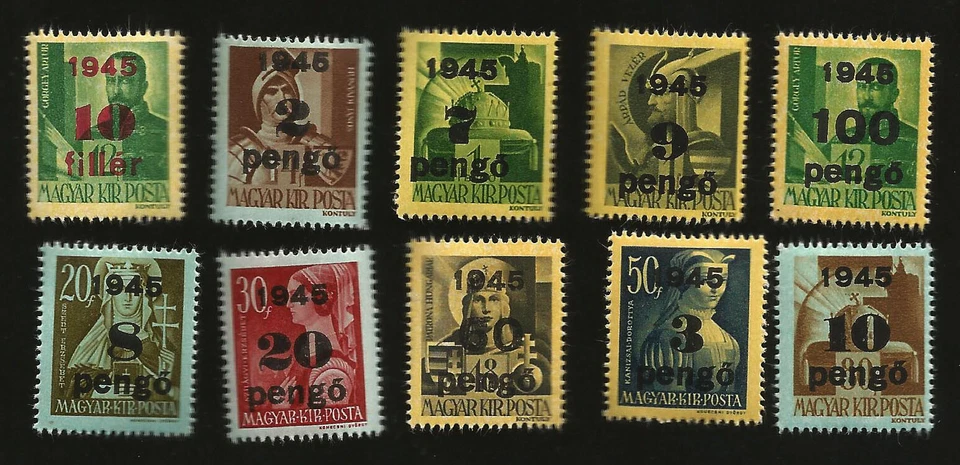 1945 HUNGARY HISTORIC OVERPRINTED MINT NEVER HINGED STAMPS - Image 1 of 1