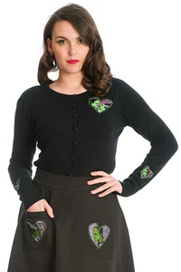 Frankenstein & Bride Forever Love Made for Each Other Heart Patch Cardigan  - Picture 1 of 2