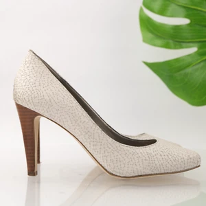 Tahari Womens Naila Pump Size 7 Crackle White Leather Pointed Heels Dress Shoe - Picture 1 of 13