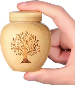 Urns for Human Ashes Small Keepsake Set of 1,Mini Urns for Ashes Made of Bamboo - Picture 1 of 7