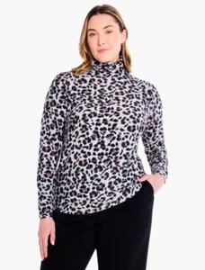 Top Nic & Zoe Estampado Guepardo Talla Mediana Cuello Alto Con Mangas Largas Talla Mediana - Imagen 1 de 10