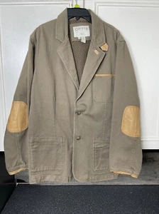 Orvis Jacket Sport Coat Safari Blazer Cotton Leather Elbow Patch Mens 44 R Nice - Picture 1 of 7