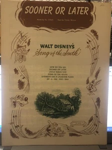 Partitura original ""tarde o temprano"" de la Canción del Sur de Walt Disney 1946 - Imagen 1 de 1