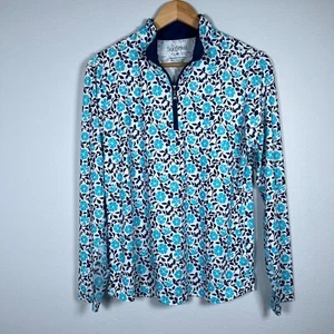 San Soleil Womens Golf 1/4 Zip Polo Shirt Sz M Floral UPF50 Performance Outdoor - Picture 1 of 11