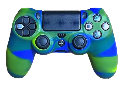Silicone Cover For PS4 Controller Case Skin -  Blue/Green Swirls  - Bild 1 von 3