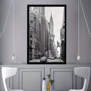New York City kultiger schwarz-weiß gerahmter Leinwand Kunstdruck Poster 60 cm x 40 cm - Bild 1 von 5