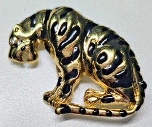 Spilla leopardata vintage tono oro e nero - Foto 1 di 3