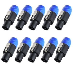 10x Blue NL4FC Speakon 4 Pin Male Plug Compatible Audio Cable Connectors Adapter - Picture 1 of 7