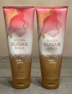 2x Signature Bath & Body Works Retired Sweet Pea Golden Sugar Scrub 8oz New - Picture 1 of 4