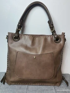 Simply Noelle Brown Handbag Zipper Sides Expandable Large Shoulder Bag - Picture 1 of 10