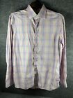HAMMER MADE Shirt 100% Cotton Button Up Pink Blue Plaid Long Sleeve Size 41 - 16